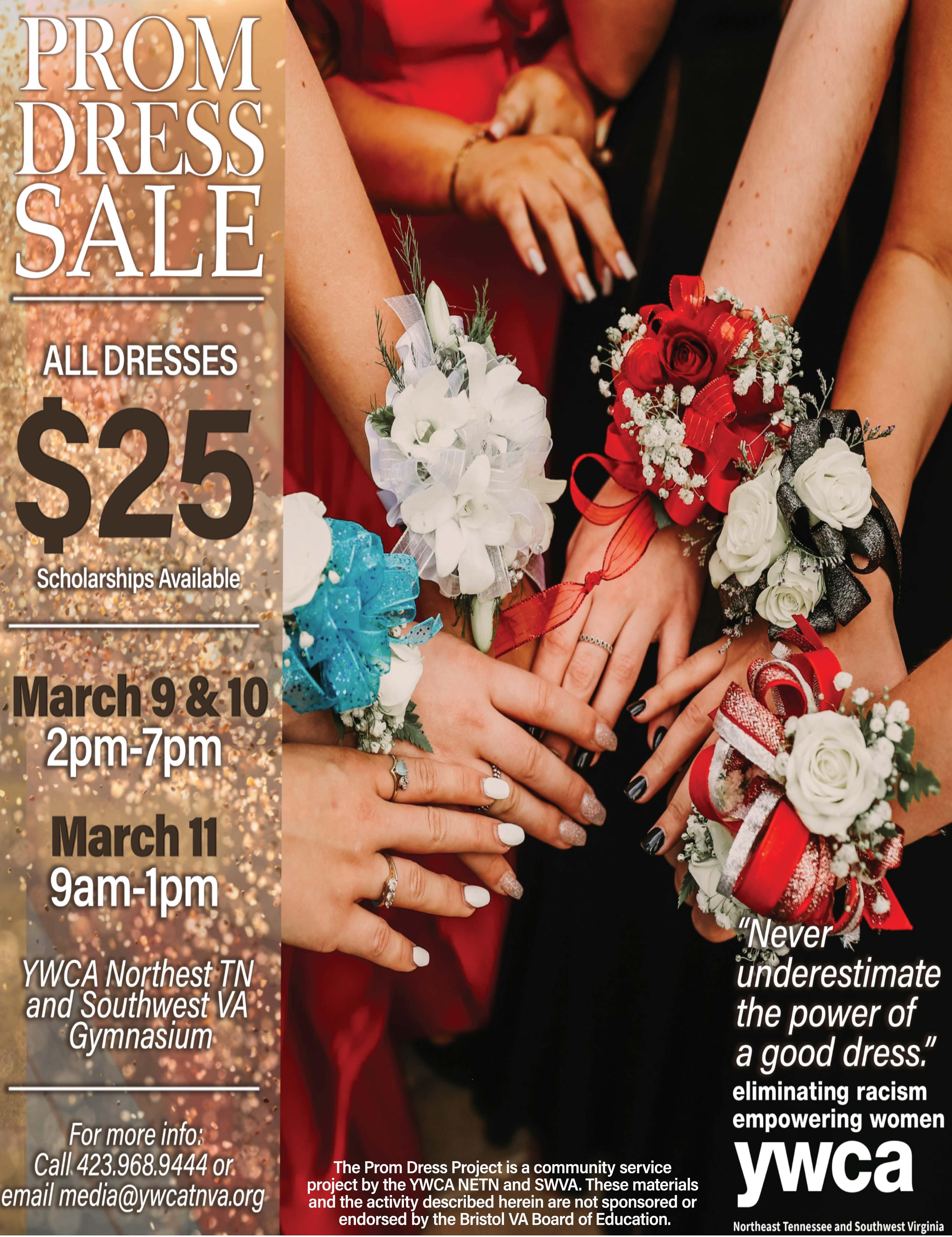 YWCA Prom Dress Sale March 9 and 10